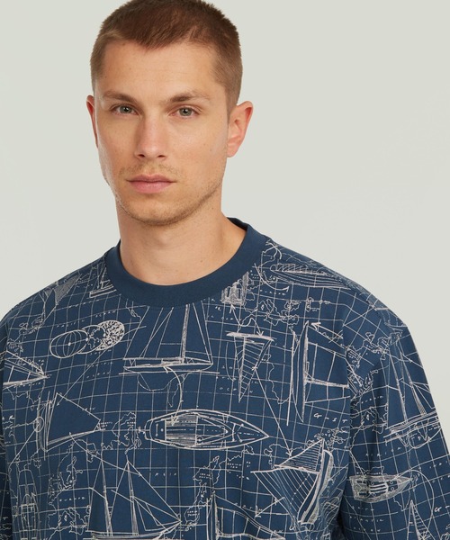 G-STAR(ジースター)の「Aop Relaxed T-Shirt/総柄リラックスTシャツ(Tシャツ/カットソー・メンズ・ブルー系その他/ホワイト系その他・X-SMALL/X-LARGE/SMALL/MEDIUM/LARGE)」の10枚目の写真
