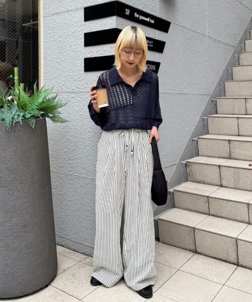 CIAOPANIC TYPY(チャオパニックティピー)の「【UNISEX】レース編みパッチワークニットポロ/WEB限定(ポロシャツ・レディース・ブラウン/ブラック/ネイビー/グレー・LARGE/MEDIUM)」の10枚目の写真