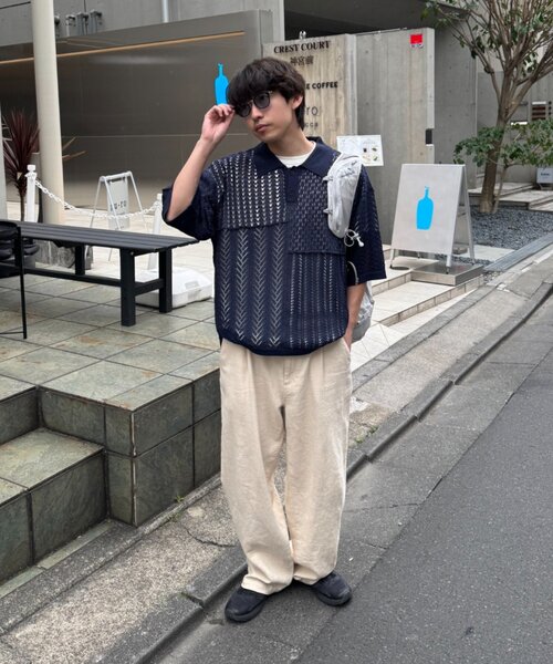 CIAOPANIC TYPY(チャオパニックティピー)の「【UNISEX】レース編みパッチワークニットポロ/WEB限定(ポロシャツ・レディース・ブラウン/ブラック/ネイビー/グレー・LARGE/MEDIUM)」の11枚目の写真