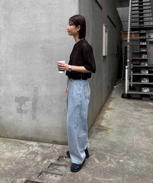 CIAOPANIC TYPY(チャオパニックティピー)の「【UNISEX】レース編みパッチワークニットポロ/WEB限定(ポロシャツ・レディース・ブラウン/ブラック/ネイビー/グレー・LARGE/MEDIUM)」の15枚目の写真