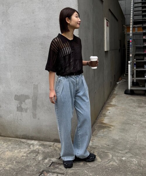 CIAOPANIC TYPY(チャオパニックティピー)の「【UNISEX】レース編みパッチワークニットポロ/WEB限定(ポロシャツ・レディース・ブラウン/ブラック/ネイビー/グレー・LARGE/MEDIUM)」の16枚目の写真