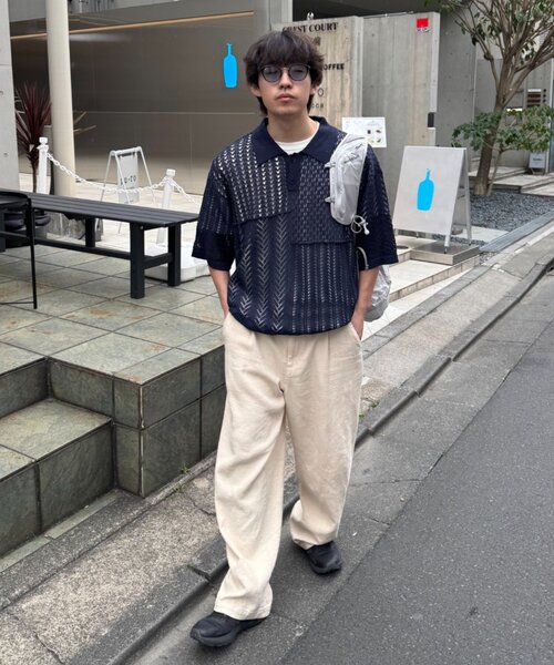 CIAOPANIC TYPY（チャオパニックティピー）の「【UNISEX】レース編みパッチワークニットポロ/WEB限定（ポロシャツ・レディース・ブラウン/ブラック/ネイビー/グレー・LARGE/MEDIUM）」の12枚目の写真