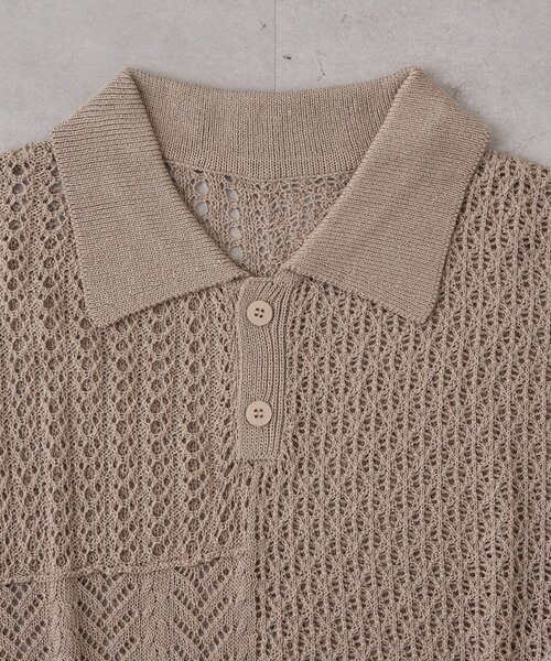 CIAOPANIC TYPY（チャオパニックティピー）の「【UNISEX】レース編みパッチワークニットポロ/WEB限定（ポロシャツ・レディース・ブラウン/ブラック/ネイビー/グレー・LARGE/MEDIUM）」の7枚目の写真