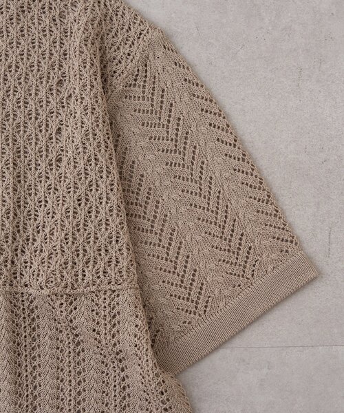 CIAOPANIC TYPY（チャオパニックティピー）の「【UNISEX】レース編みパッチワークニットポロ/WEB限定（ポロシャツ・レディース・ブラウン/ブラック/ネイビー/グレー・LARGE/MEDIUM）」の6枚目の写真