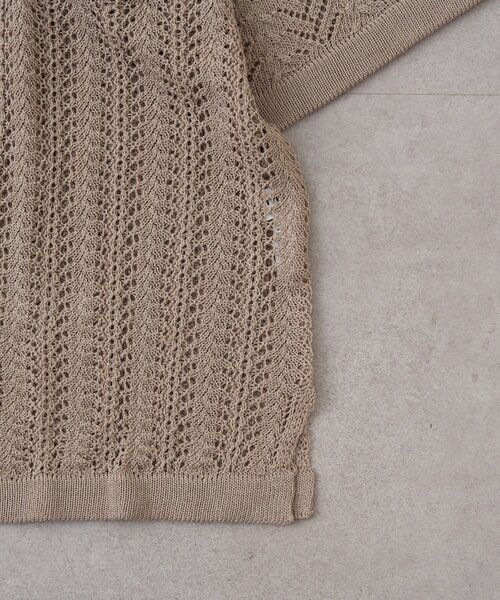 CIAOPANIC TYPY（チャオパニックティピー）の「【UNISEX】レース編みパッチワークニットポロ/WEB限定（ポロシャツ・レディース・ブラウン/ブラック/ネイビー/グレー・LARGE/MEDIUM）」の5枚目の写真