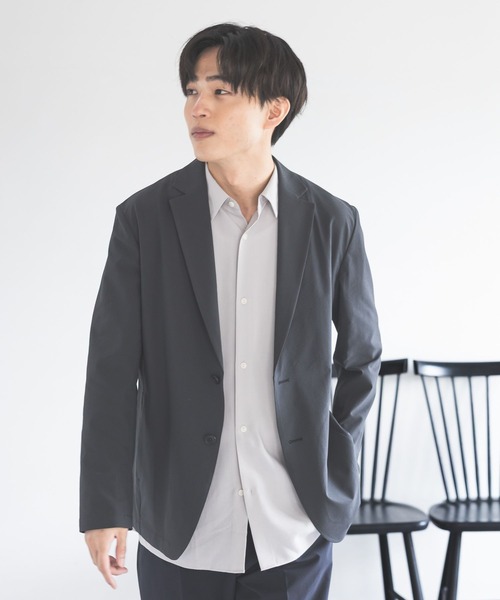 GLOBAL WORK(グローバルワーク)の「クリーンサッカージャケット/638270(テーラードジャケット・メンズ・ダークグレー/ネイビー・MEDIUM/X-LARGE/SMALL/LARGE)」の4枚目の写真