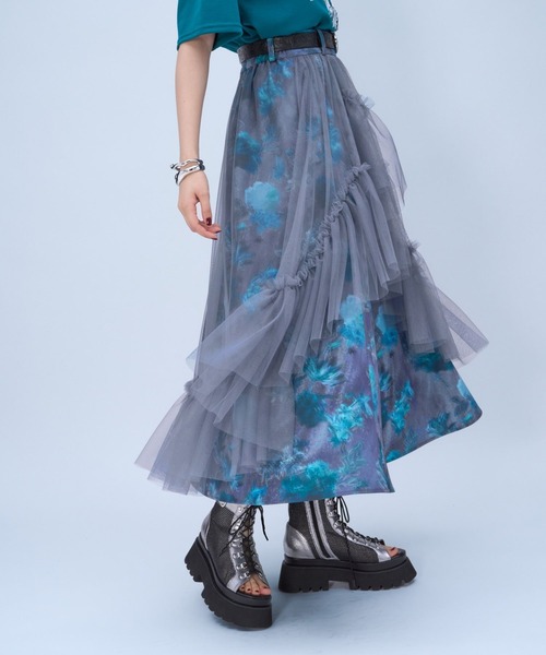 新品⭐︎HARE⭐︎希少チュールスカート飾り HARE（ハレ）の「アートガラチュールレイヤースカート(HARE)（スカート