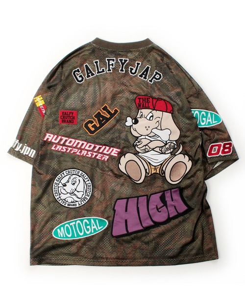 GALFY(ガルフィー)の「【GALFY/ガルフィー】ワッペンだらけでハイになってるTシャツ(Tシャツ/カットソー・メンズ・パープル/ブラウン/カーキ・XL/M/L)」の5枚目の写真