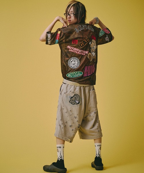 GALFY(ガルフィー)の「【GALFY/ガルフィー】ワッペンだらけでハイになってるTシャツ(Tシャツ/カットソー・メンズ・パープル/ブラウン/カーキ・XL/M/L)」の16枚目の写真