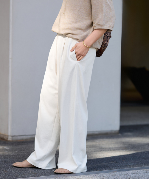 FRAMeWORK（フレームワーク）の「≪追加≫ポリエステルツイルリラックスパンツ 2（その他パンツ・レディース・ブラウン/ホワイト系その他/ブラック・36/34/40/38）」の2枚目の写真