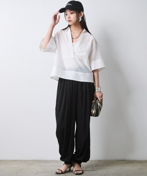CHIC STYLE(シックスタイル)の「バルーンパンツ<大きいサイズ有>シックスタイル(その他パンツ・レディース・ブラック/ブラウン系・M/L/LL/3L/4L/5L)」の4枚目の写真