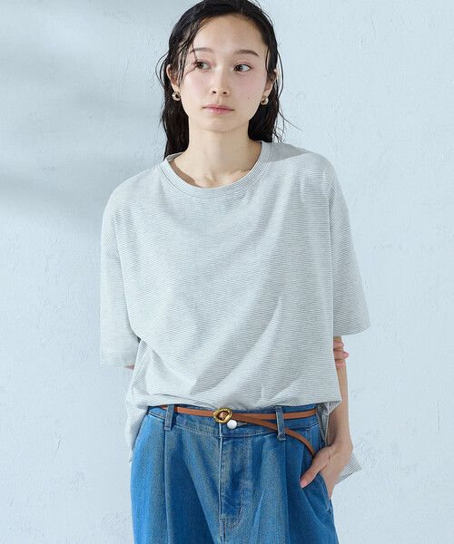 COMME CA ISM(コムサイズム)の「ミジンボーダーTシャツ(Tシャツ/カットソー・レディース・ブラック/ライトグレー・MEDIUM/LARGE)」の15枚目の写真