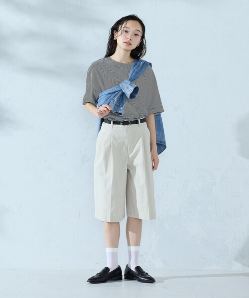 COMME CA ISM(コムサイズム)の「ミジンボーダーTシャツ(Tシャツ/カットソー・レディース・ブラック/ライトグレー・MEDIUM/LARGE)」の14枚目の写真