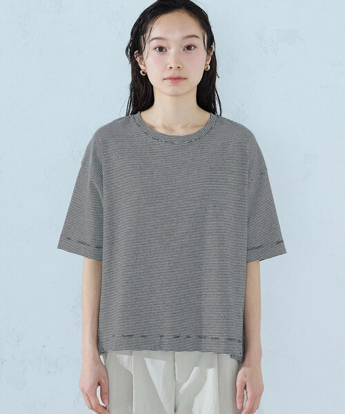 COMME CA ISM(コムサイズム)の「ミジンボーダーTシャツ(Tシャツ/カットソー・レディース・ブラック/ライトグレー・MEDIUM/LARGE)」の12枚目の写真