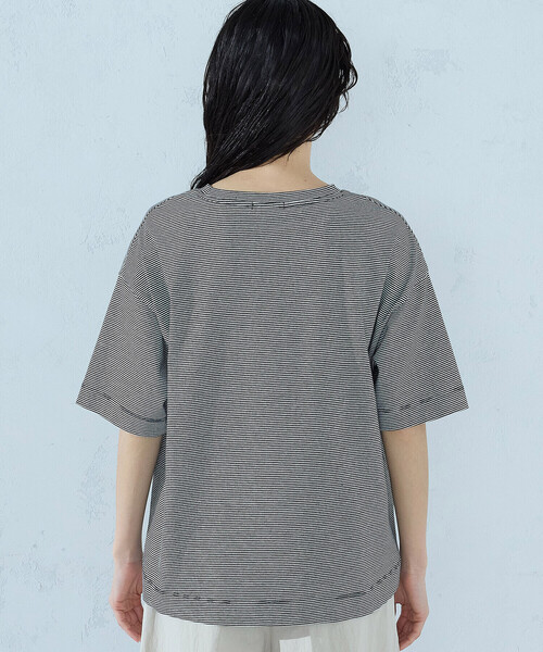 COMME CA ISM(コムサイズム)の「ミジンボーダーTシャツ(Tシャツ/カットソー・レディース・ブラック/ライトグレー・MEDIUM/LARGE)」の11枚目の写真