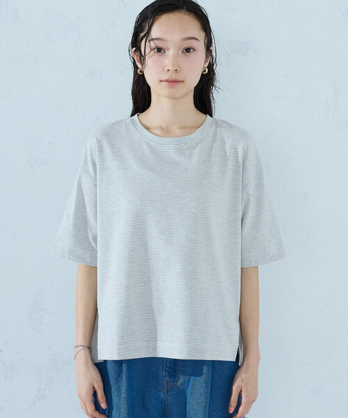 COMME CA ISM(コムサイズム)の「ミジンボーダーTシャツ(Tシャツ/カットソー・レディース・ブラック/ライトグレー・MEDIUM/LARGE)」の10枚目の写真