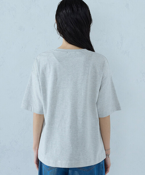 COMME CA ISM(コムサイズム)の「ミジンボーダーTシャツ(Tシャツ/カットソー・レディース・ブラック/ライトグレー・MEDIUM/LARGE)」の8枚目の写真