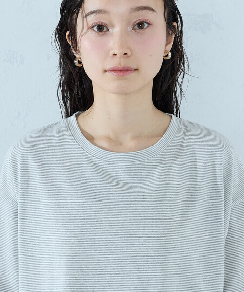 COMME CA ISM(コムサイズム)の「ミジンボーダーTシャツ(Tシャツ/カットソー・レディース・ブラック/ライトグレー・MEDIUM/LARGE)」の7枚目の写真