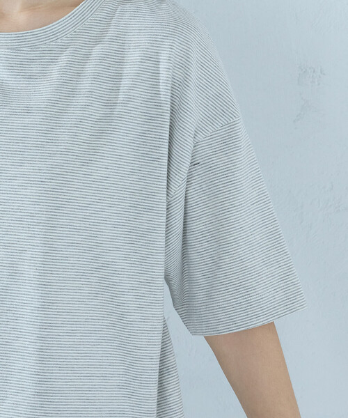 COMME CA ISM(コムサイズム)の「ミジンボーダーTシャツ(Tシャツ/カットソー・レディース・ブラック/ライトグレー・MEDIUM/LARGE)」の6枚目の写真