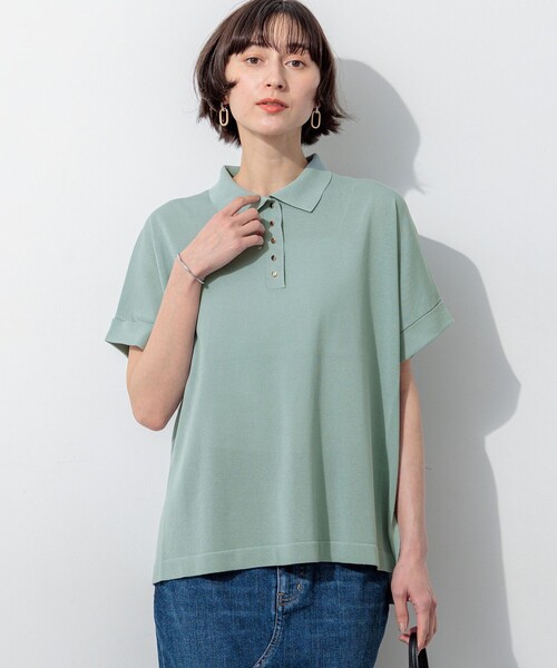 23区 L(ニジュウサンクオオキイサイズ)の「リラクシー ポロニット(ニット/セーター・レディース・モスグリーン系/ベージュ系/ダークブラウン系/ネイビー系・46/44)」の3枚目の写真
