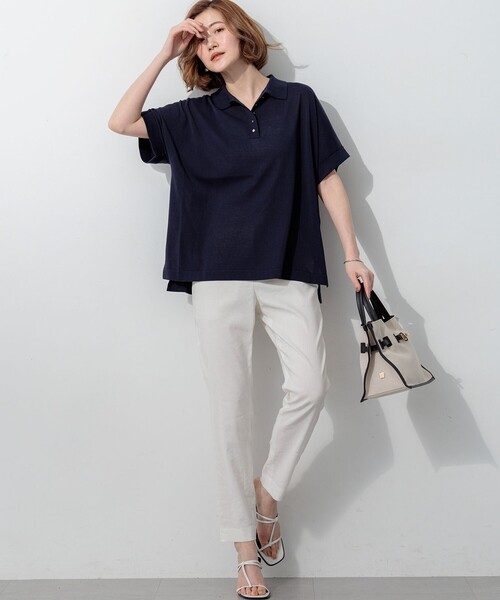 23区 L(ニジュウサンクオオキイサイズ)の「リラクシー ポロニット(ニット/セーター・レディース・モスグリーン系/ベージュ系/ダークブラウン系/ネイビー系・46/44)」の14枚目の写真