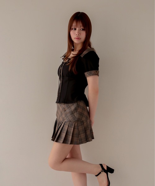 M DOLLY(エムドリー)の「*M DOLLY original* Check milo ribbon set up / チェックミロリボンセットアップ(セットアップ・レディース・ブラック/ベージュ・M/S)」の13枚目の写真