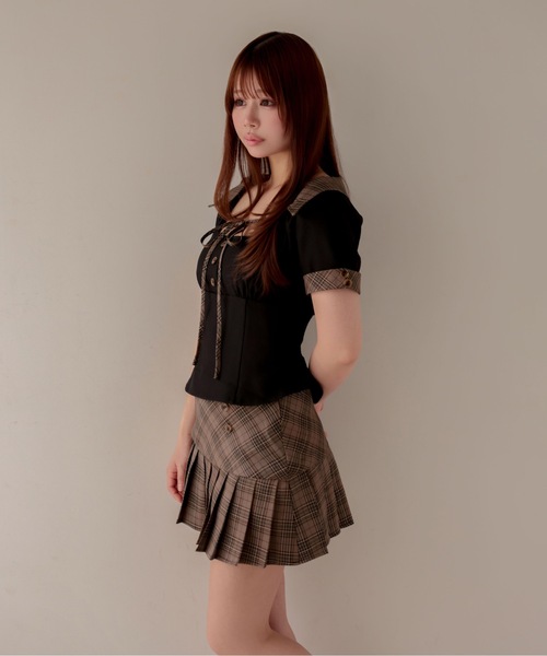M DOLLY(エムドリー)の「*M DOLLY original* Check milo ribbon set up / チェックミロリボンセットアップ(セットアップ・レディース・ブラック/ベージュ・M/S)」の16枚目の写真