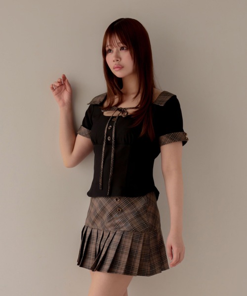 M DOLLY(エムドリー)の「*M DOLLY original* Check milo ribbon set up / チェックミロリボンセットアップ(セットアップ・レディース・ブラック/ベージュ・M/S)」の17枚目の写真