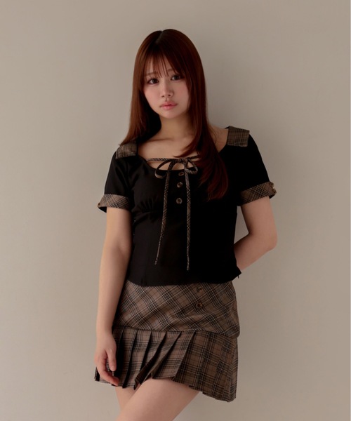 M DOLLY(エムドリー)の「*M DOLLY original* Check milo ribbon set up / チェックミロリボンセットアップ(セットアップ・レディース・ブラック/ベージュ・M/S)」の18枚目の写真