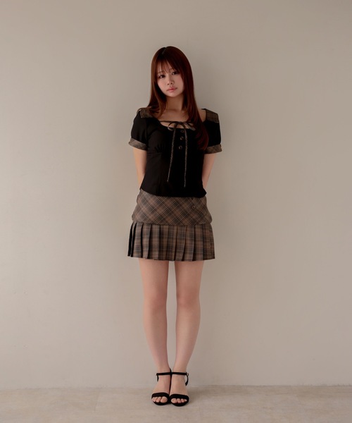 M DOLLY(エムドリー)の「*M DOLLY original* Check milo ribbon set up / チェックミロリボンセットアップ(セットアップ・レディース・ブラック/ベージュ・M/S)」の19枚目の写真
