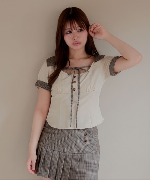 M DOLLY(エムドリー)の「*M DOLLY original* Check milo ribbon set up / チェックミロリボンセットアップ(セットアップ・レディース・ブラック/ベージュ・M/S)」の20枚目の写真