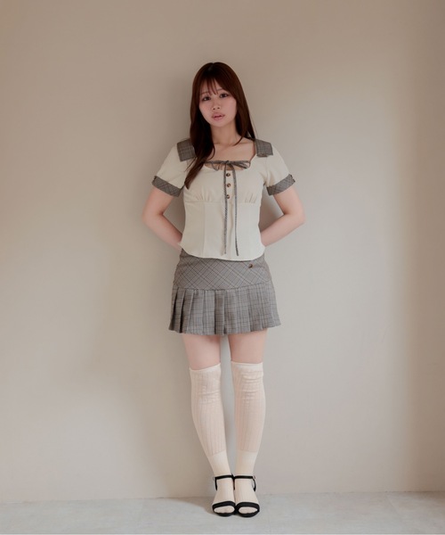 M DOLLY(エムドリー)の「*M DOLLY original* Check milo ribbon set up / チェックミロリボンセットアップ(セットアップ・レディース・ブラック/ベージュ・M/S)」の5枚目の写真