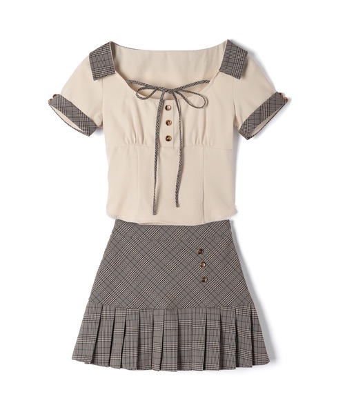 M DOLLY(エムドリー)の「*M DOLLY original* Check milo ribbon set up / チェックミロリボンセットアップ(セットアップ・レディース・ブラック/ベージュ・M/S)」の7枚目の写真
