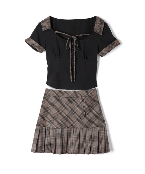 M DOLLY(エムドリー)の「*M DOLLY original* Check milo ribbon set up / チェックミロリボンセットアップ(セットアップ・レディース・ブラック/ベージュ・M/S)」の8枚目の写真