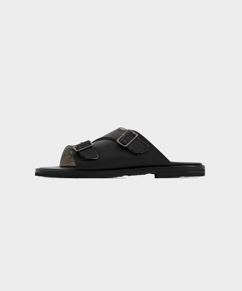 foot the coacher(フットザコーチャー)の「【foot the coacher / フットザコーチャー】DOUBLE BELT SANDALS(VIBRAM TILE MORFLEX)(サンダル・メンズ・ブラック・7/8/9)」の2枚目の写真