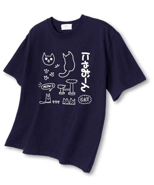 TI.GLAKE(ティーグレイク)の「ネコドローイング オーバーサイズ 半袖Tシャツ ネイビー(Tシャツ/カットソー・メンズ・その他・LARGE/X-LARGE/XX-LARGE)」の1枚目の写真
