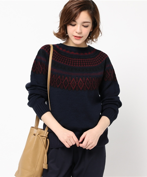 Discoat Parisien(ディスコートパリシアン)の「ノルディック柄プルオーバー(ニット/セーター・レディース・ネイビー/オフホワイト/ブラック・LARGE/MEDIUM)」の1枚目の写真