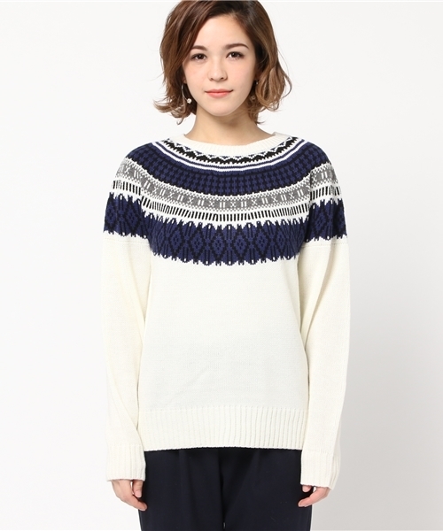 Discoat Parisien(ディスコートパリシアン)の「ノルディック柄プルオーバー(ニット/セーター・レディース・ネイビー/オフホワイト/ブラック・LARGE/MEDIUM)」の11枚目の写真