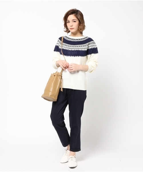 Discoat Parisien(ディスコートパリシアン)の「ノルディック柄プルオーバー(ニット/セーター・レディース・ネイビー/オフホワイト/ブラック・LARGE/MEDIUM)」の7枚目の写真