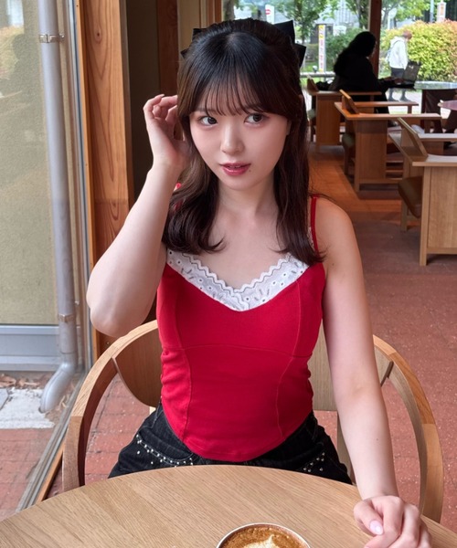 mebole(メボレ)の「レースネックキャミソール(キャミソール・レディース・ホワイト/ブラウン/ネイビー/ブラック/レッド/イエロー・FREE)」の17枚目の写真