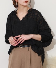 Fanaka シアシャドーチェックブラウス