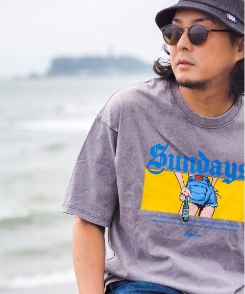 Leyline(レイライン)の「【Leyline】good view sundays tee / ウォッシュ加工 ヴィンテージライク グラフィックT(Tシャツ/カットソー・メンズ・ブラック/グレー・X-LARGE/LARGE/MEDIUM)」の5枚目の写真