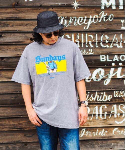 Leyline(レイライン)の「【Leyline】good view sundays tee / ウォッシュ加工 ヴィンテージライク グラフィックT(Tシャツ/カットソー・メンズ・ブラック/グレー・X-LARGE/LARGE/MEDIUM)」の6枚目の写真