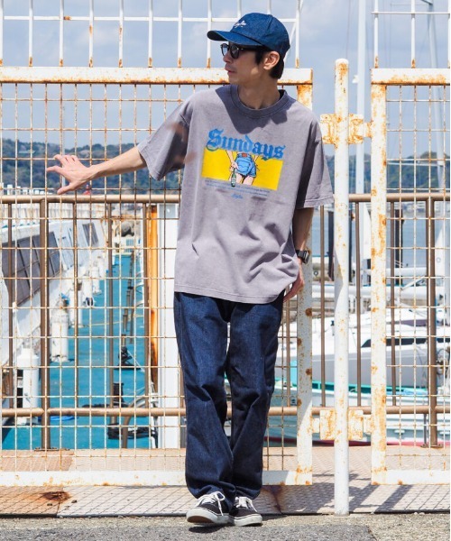 Leyline(レイライン)の「【Leyline】good view sundays tee / ウォッシュ加工 ヴィンテージライク グラフィックT(Tシャツ/カットソー・メンズ・ブラック/グレー・X-LARGE/LARGE/MEDIUM)」の8枚目の写真