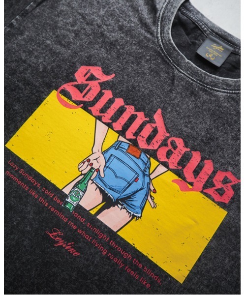 Leyline(レイライン)の「【Leyline】good view sundays tee / ウォッシュ加工 ヴィンテージライク グラフィックT(Tシャツ/カットソー・メンズ・ブラック/グレー・X-LARGE/LARGE/MEDIUM)」の11枚目の写真