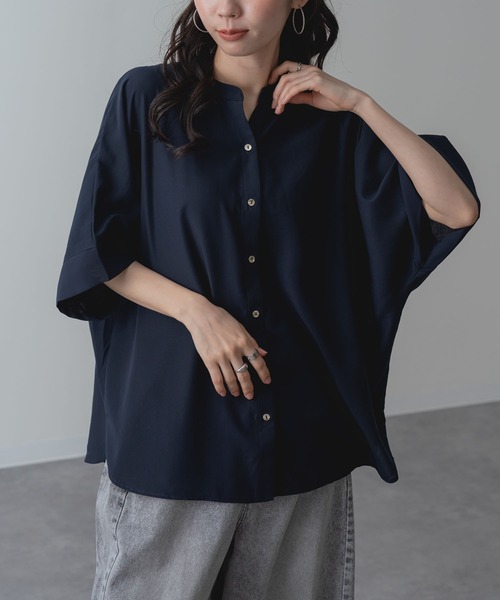 ANNA LUNA(アンナルナ)の「【ANNA LUNA】 さらっと着られて抜け感たっぷり ハーフスリーブ ドルマン ブラウス(シャツ/ブラウス・レディース・ベージュ/ネイビー/ブルー・MEDIUM)」の2枚目の写真