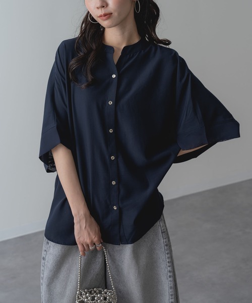 ANNA LUNA(アンナルナ)の「【ANNA LUNA】 さらっと着られて抜け感たっぷり ハーフスリーブ ドルマン ブラウス(シャツ/ブラウス・レディース・ベージュ/ネイビー/ブルー・MEDIUM)」の16枚目の写真
