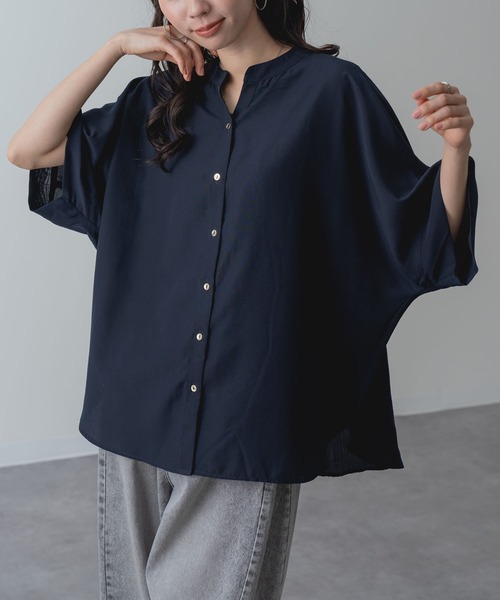 ANNA LUNA(アンナルナ)の「【ANNA LUNA】 さらっと着られて抜け感たっぷり ハーフスリーブ ドルマン ブラウス(シャツ/ブラウス・レディース・ベージュ/ネイビー/ブルー・MEDIUM)」の17枚目の写真