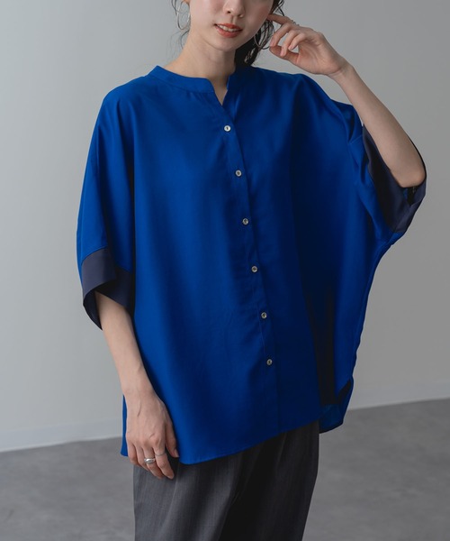 ANNA LUNA(アンナルナ)の「【ANNA LUNA】 さらっと着られて抜け感たっぷり ハーフスリーブ ドルマン ブラウス(シャツ/ブラウス・レディース・ベージュ/ネイビー/ブルー・MEDIUM)」の19枚目の写真