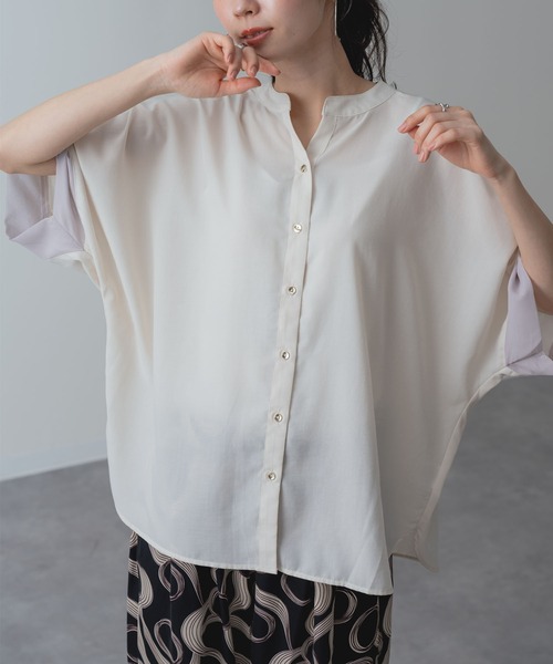 ANNA LUNA(アンナルナ)の「【ANNA LUNA】 さらっと着られて抜け感たっぷり ハーフスリーブ ドルマン ブラウス(シャツ/ブラウス・レディース・ベージュ/ネイビー/ブルー・MEDIUM)」の10枚目の写真